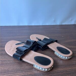 Black Sandals with Rhinestone Accents